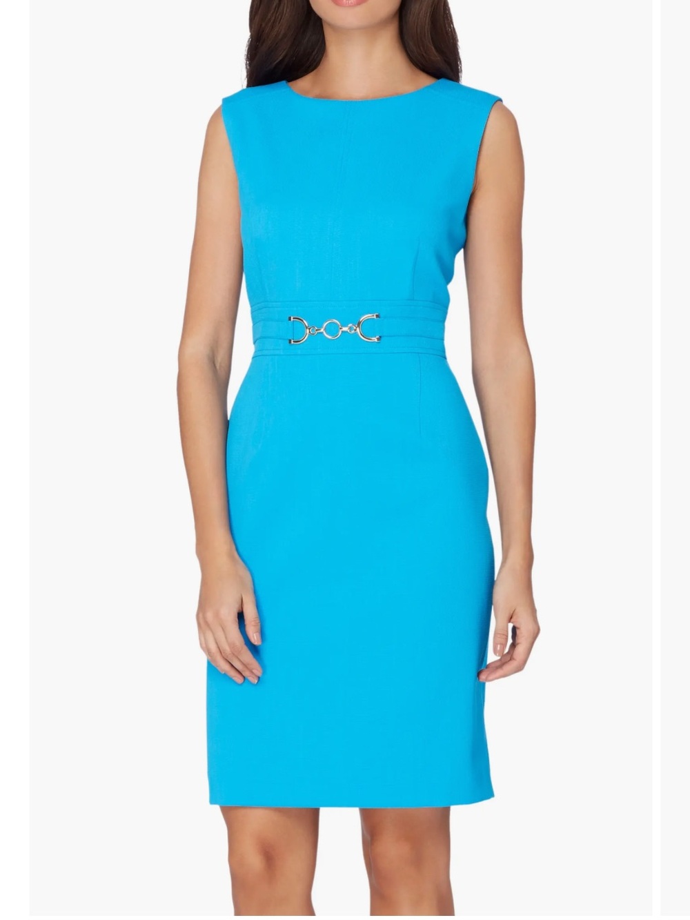Tahari Arthur S. Levine Blue Sleeveless Hardware Career Sheath Dress NWT Sz 8